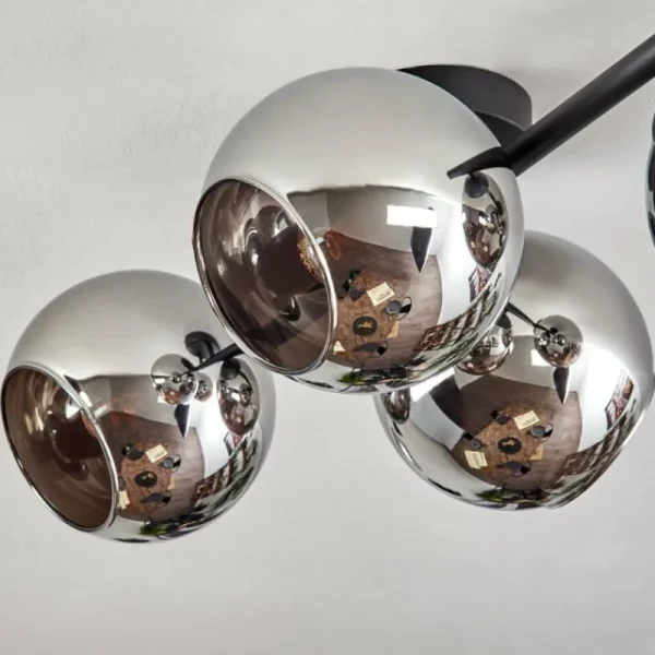 hofstein Koyoto Plafonnier, Boule lumineuse Chrome, Fumé, 4 lumières* Lampes Modernes