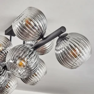 hofstein Koyoto Plafonnier, Boule lumineuse Clair, Fumé, 10 lumières* Lampes Modernes