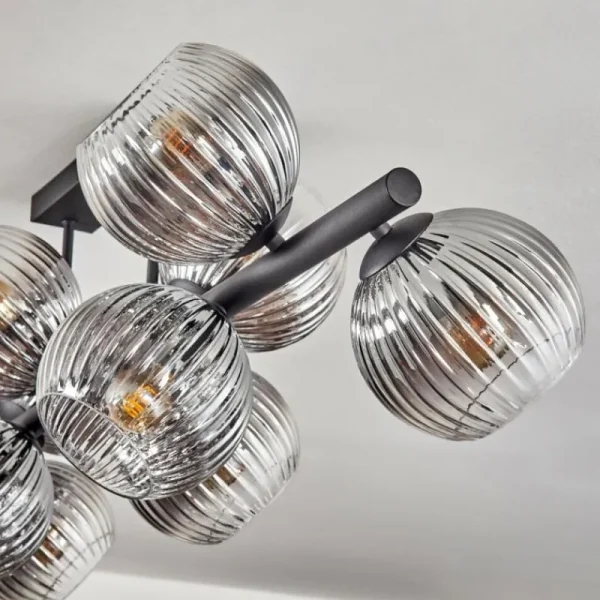 hofstein Koyoto Plafonnier, Boule lumineuse Clair, Fumé, 10 lumières* Lampes Modernes
