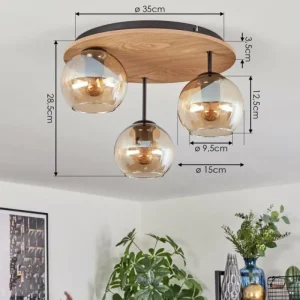 hofstein Koyoto Plafonnier, Boule lumineuse Écru, Noir, 3 lumières* Lampes Modernes