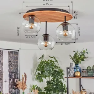 hofstein Koyoto Plafonnier, Boule lumineuse 40 cm Écru, Noir, 3 lumières* Lampes Modernes