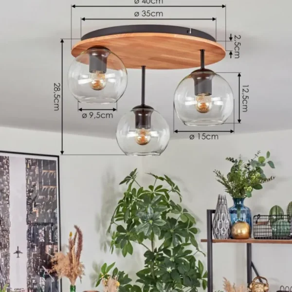 hofstein Koyoto Plafonnier, Boule lumineuse 40 cm Écru, Noir, 3 lumières* Lampes Modernes