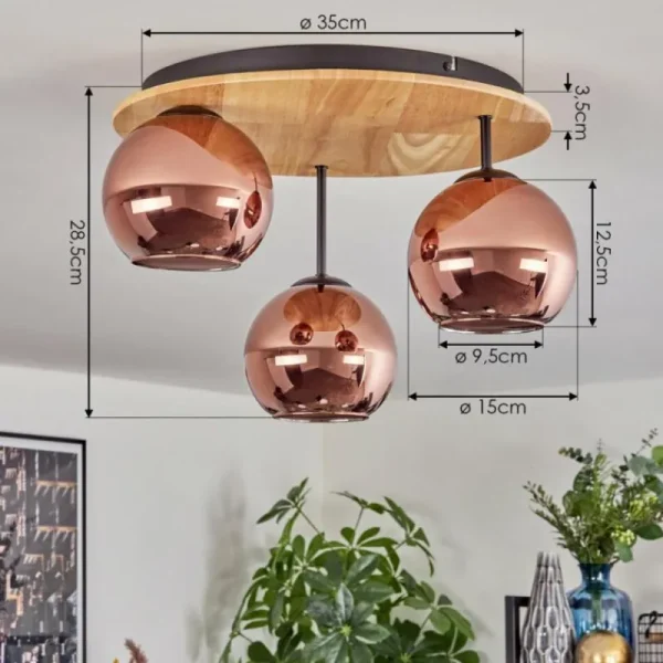 hofstein Koyoto Plafonnier, Boule lumineuse 40 cm Écru, Noir, 3 lumières* Lampes Modernes