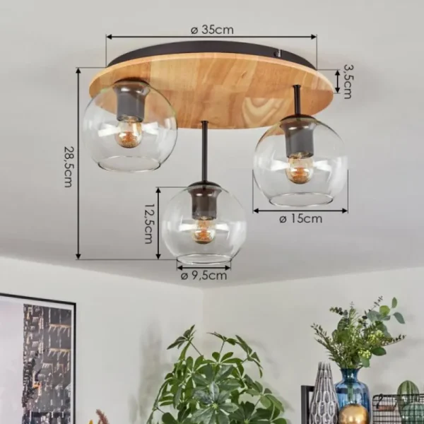 hofstein Koyoto Plafonnier, Boule lumineuse 40 cm Écru, Noir, 3 lumières* Lampes Modernes