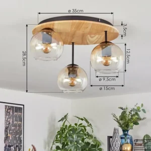 hofstein Koyoto Plafonnier, Boule lumineuse Écru, Noir, 3 lumières* Lampes Modernes