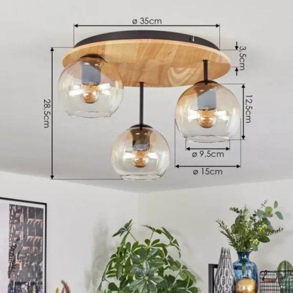 hofstein Koyoto Plafonnier, Boule lumineuse Écru, Noir, 3 lumières* Lampes Modernes