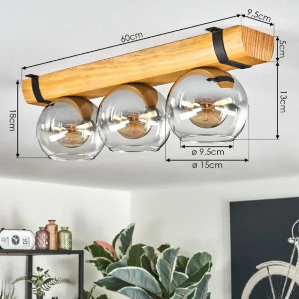 hofstein Koyoto Plafonnier, Boule lumineuse Écru, Noir, 3 lumières* Lampes Modernes