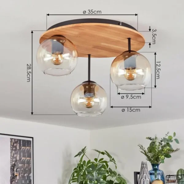 hofstein Koyoto Plafonnier, Boule lumineuse Écru, Noir, 3 lumières* Lampes Modernes
