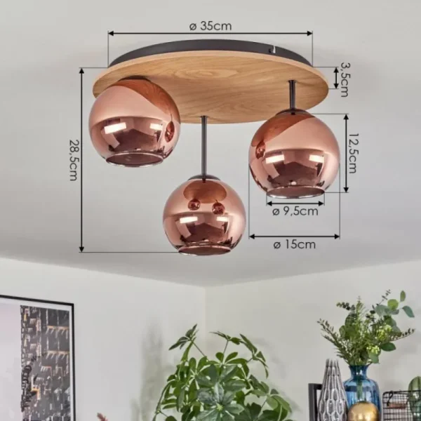 hofstein Koyoto Plafonnier, Boule lumineuse Écru, Noir, 3 lumières* Lampes Modernes