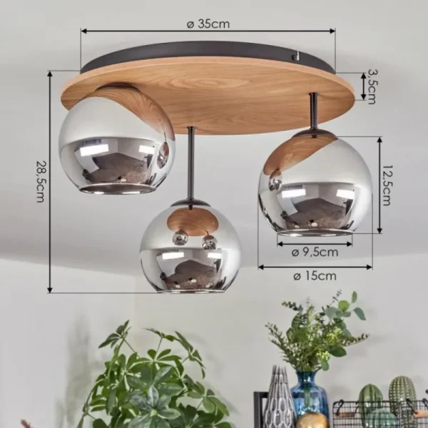 hofstein Koyoto Plafonnier, Boule lumineuse Écru, Noir, 3 lumières* Lampes Modernes