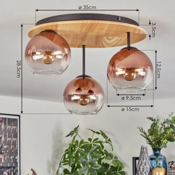 hofstein Koyoto Plafonnier, Boule lumineuse 40 cm Écru, Noir, 3 lumières* Lampes Modernes