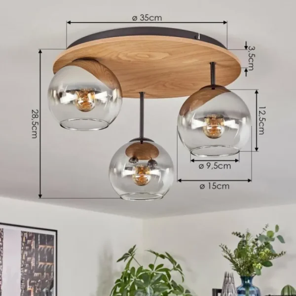 hofstein Koyoto Plafonnier, Boule lumineuse Écru, Noir, 3 lumières* Lampes Modernes
