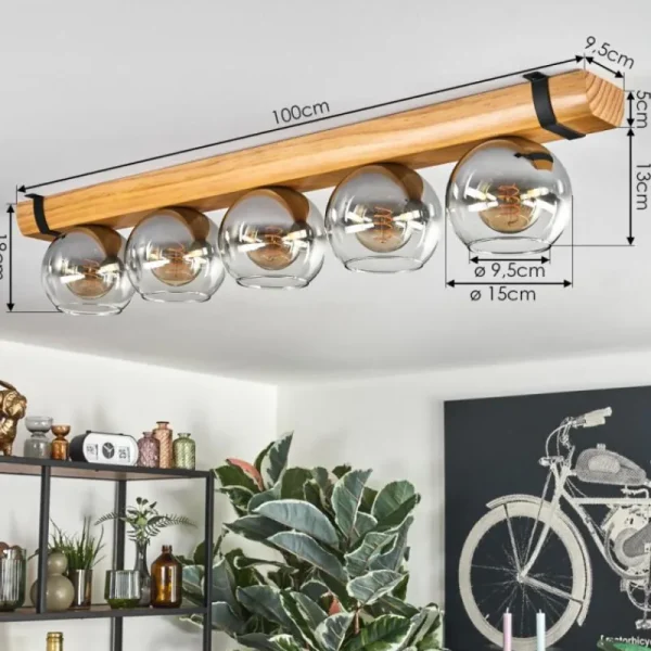 hofstein Koyoto Plafonnier, Boule lumineuse Écru, Noir, 5 lumières* Lampes Modernes