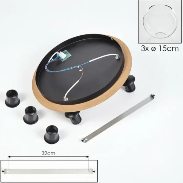 hofstein Koyoto Plafonnier, Boule lumineuse 40 cm Brun, Couleur bois, Noir, 3 lumières* Lampes Modernes