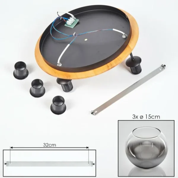 hofstein Koyoto Plafonnier, Boule lumineuse 40 cm Écru, Noir, 3 lumières* Lampes Modernes