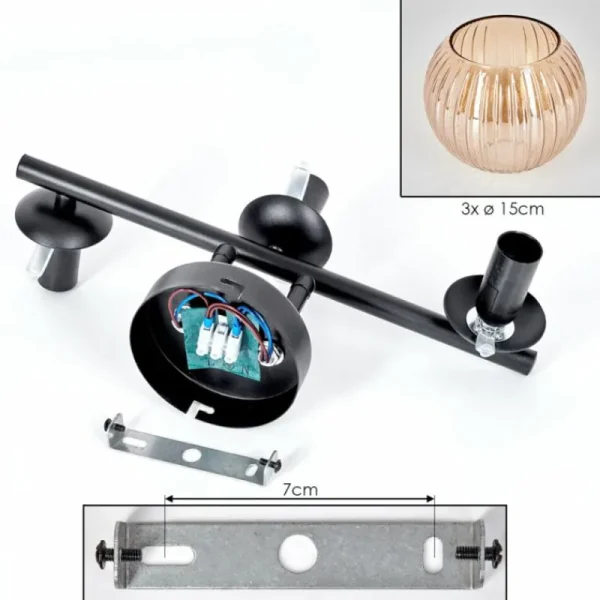 hofstein Koyoto Plafonnier, Boule lumineuse Ambre, 3 lumières* Lampes Modernes