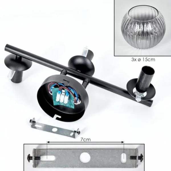 hofstein Koyoto Plafonnier, Boule lumineuse Clair, Fumé, 3 lumières* Lampes Modernes