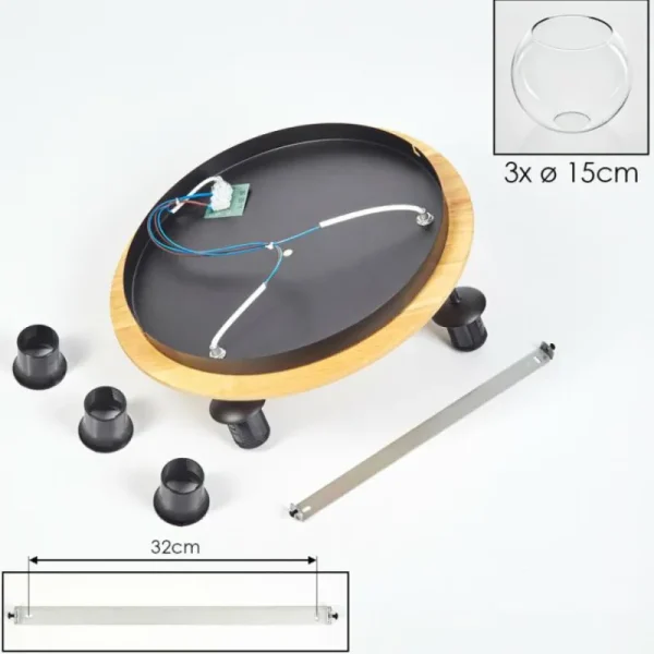 hofstein Koyoto Plafonnier, Boule lumineuse 40 cm Écru, Noir, 3 lumières* Lampes Modernes