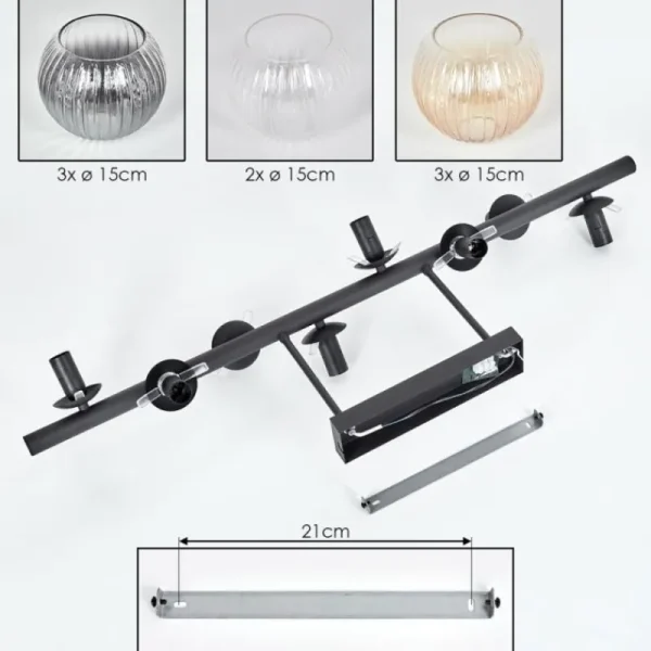 hofstein Koyoto Plafonnier, Boule lumineuse Ambre, Clair, Fumé, 8 lumières* Lampes Modernes