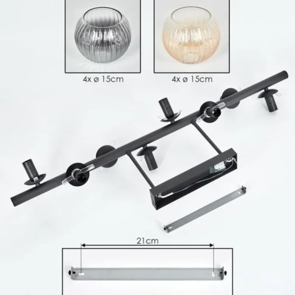 hofstein Koyoto Plafonnier, Boule lumineuse Ambre, Clair, Fumé, 8 lumières* Lampes Modernes