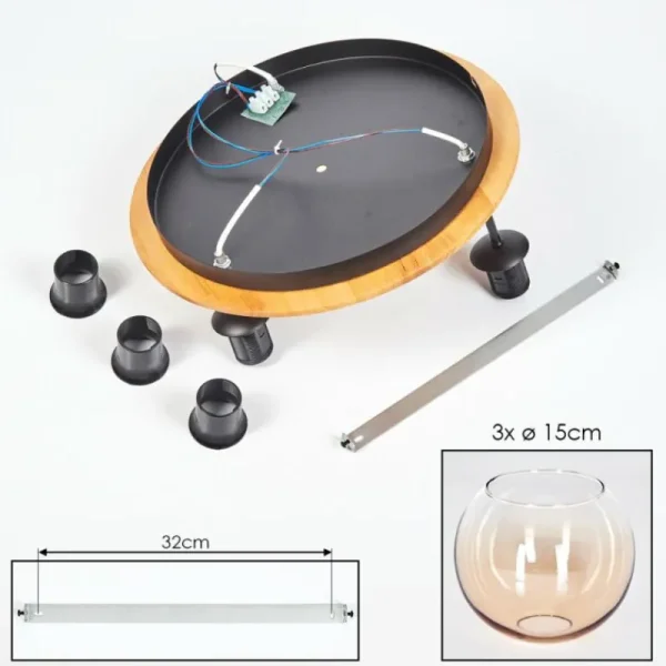 hofstein Koyoto Plafonnier, Boule lumineuse Écru, Noir, 3 lumières* Lampes Modernes