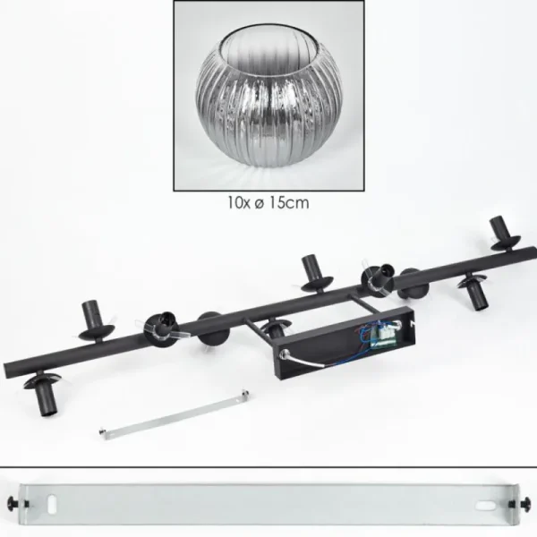 hofstein Koyoto Plafonnier, Boule lumineuse Clair, Fumé, 10 lumières* Lampes Modernes