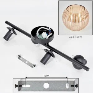 hofstein Koyoto Plafonnier, Boule lumineuse Ambre, 4 lumières* Lampes Modernes