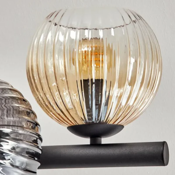 hofstein Koyoto Plafonnier, Boule lumineuse Ambre, Clair, Fumé, 8 lumières* Lampes Modernes
