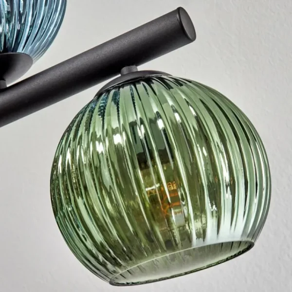 hofstein Koyoto Plafonnier, Boule lumineuse Bleu, Vert, Cuivré, 10 lumières* Lampes En Verre
