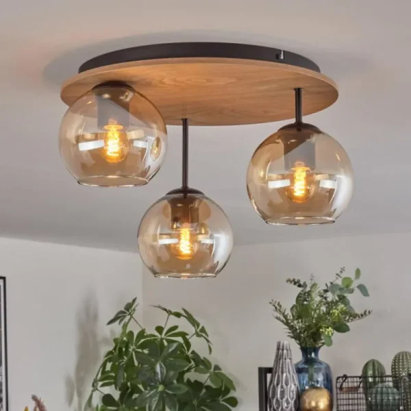hofstein Koyoto Plafonnier, Boule lumineuse Écru, Noir, 3 lumières* Lampes Modernes