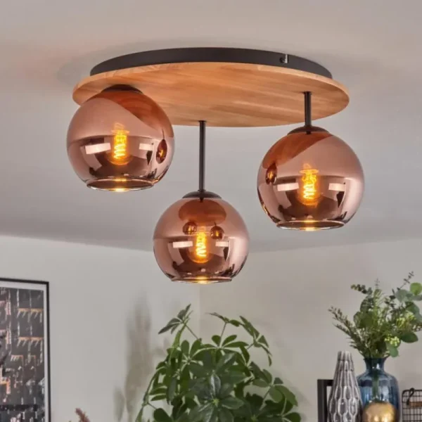 hofstein Koyoto Plafonnier, Boule lumineuse Écru, Noir, 3 lumières* Lampes Modernes