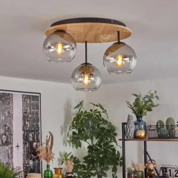 hofstein Koyoto Plafonnier, Boule lumineuse 40 cm Écru, Noir, 3 lumières* Lampes Modernes