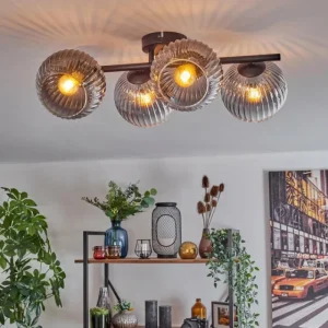 hofstein Koyoto Plafonnier, Boule lumineuse Clair, Fumé, 4 lumières* Lampes Modernes