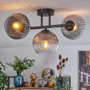 hofstein Koyoto Plafonnier, Boule lumineuse Clair, Fumé, 3 lumières* Lampes Modernes