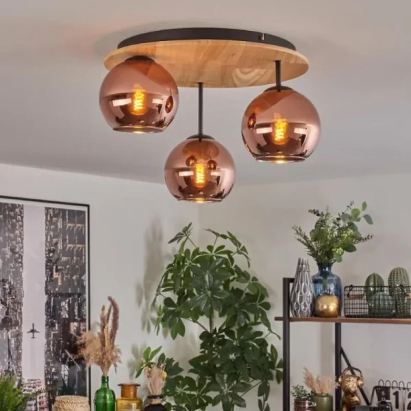 hofstein Koyoto Plafonnier, Boule lumineuse 40 cm Écru, Noir, 3 lumières* Lampes Modernes