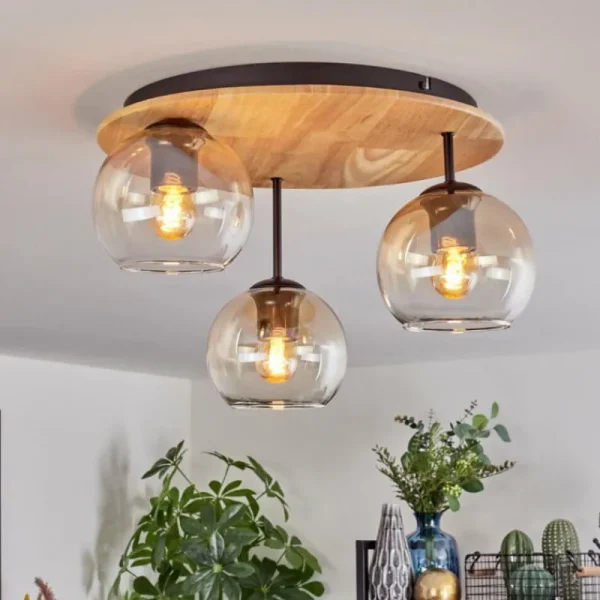 hofstein Koyoto Plafonnier, Boule lumineuse Écru, Noir, 3 lumières* Lampes Modernes