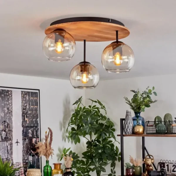 hofstein Koyoto Plafonnier, Boule lumineuse Écru, Noir, 3 lumières* Lampes Modernes