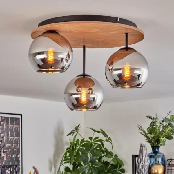 hofstein Koyoto Plafonnier, Boule lumineuse Écru, Noir, 3 lumières* Lampes Modernes