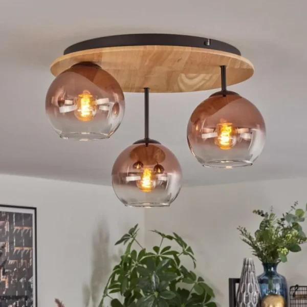hofstein Koyoto Plafonnier, Boule lumineuse 40 cm Écru, Noir, 3 lumières* Lampes Modernes