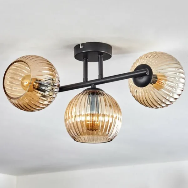 hofstein Koyoto Plafonnier, Boule lumineuse Ambre, 3 lumières* Lampes Modernes