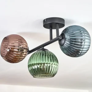 hofstein Koyoto Plafonnier, Boule lumineuse Bleu, Vert, Cuivré, 3 lumières* Lampes Modernes
