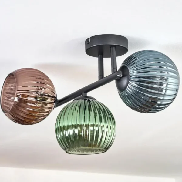 hofstein Koyoto Plafonnier, Boule lumineuse Bleu, Vert, Cuivré, 3 lumières* Lampes Modernes