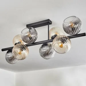 hofstein Koyoto Plafonnier, Boule lumineuse Ambre, Clair, Fumé, 8 lumières* Lampes Modernes