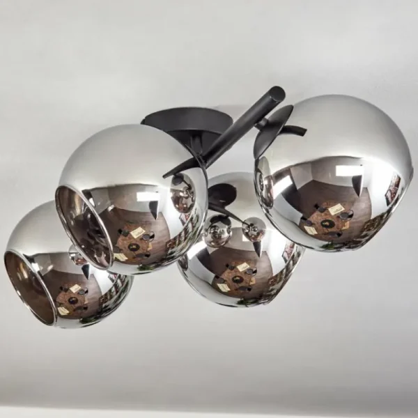 hofstein Koyoto Plafonnier, Boule lumineuse Chrome, Fumé, 4 lumières* Lampes Modernes