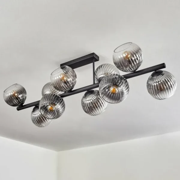 hofstein Koyoto Plafonnier, Boule lumineuse Clair, Fumé, 10 lumières* Lampes Modernes