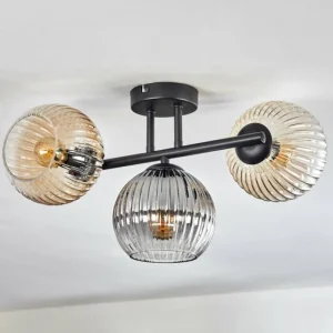 hofstein Koyoto Plafonnier, Boule lumineuse Ambre, Clair, Fumé, 3 lumières* Lampes Modernes