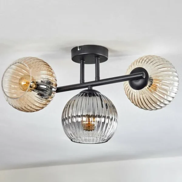 hofstein Koyoto Plafonnier, Boule lumineuse Ambre, Clair, Fumé, 3 lumières* Lampes Modernes
