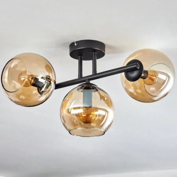 hofstein Koyoto Plafonnier, Boule lumineuse Ambre, 3 lumières* Lampes En Verre