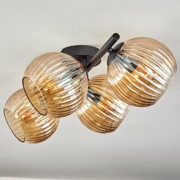 hofstein Koyoto Plafonnier, Boule lumineuse Ambre, 4 lumières* Lampes Modernes