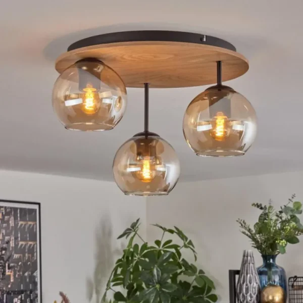 hofstein Koyoto Plafonnier, Boule lumineuse Écru, Noir, 3 lumières* Lampes Modernes